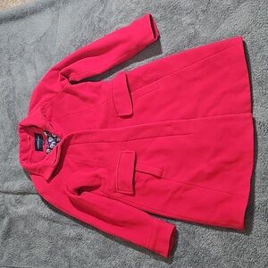 Lands End Red Wool Cashmere Dress Trench Driving Coat Size 6